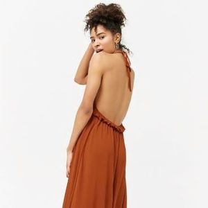 AMBER Plunging Halter Maxi Dress